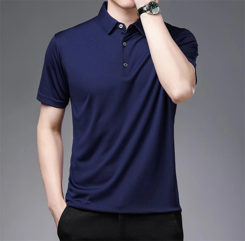 2024 Men's New Solid Color Business Casual POLO Shirt Summer