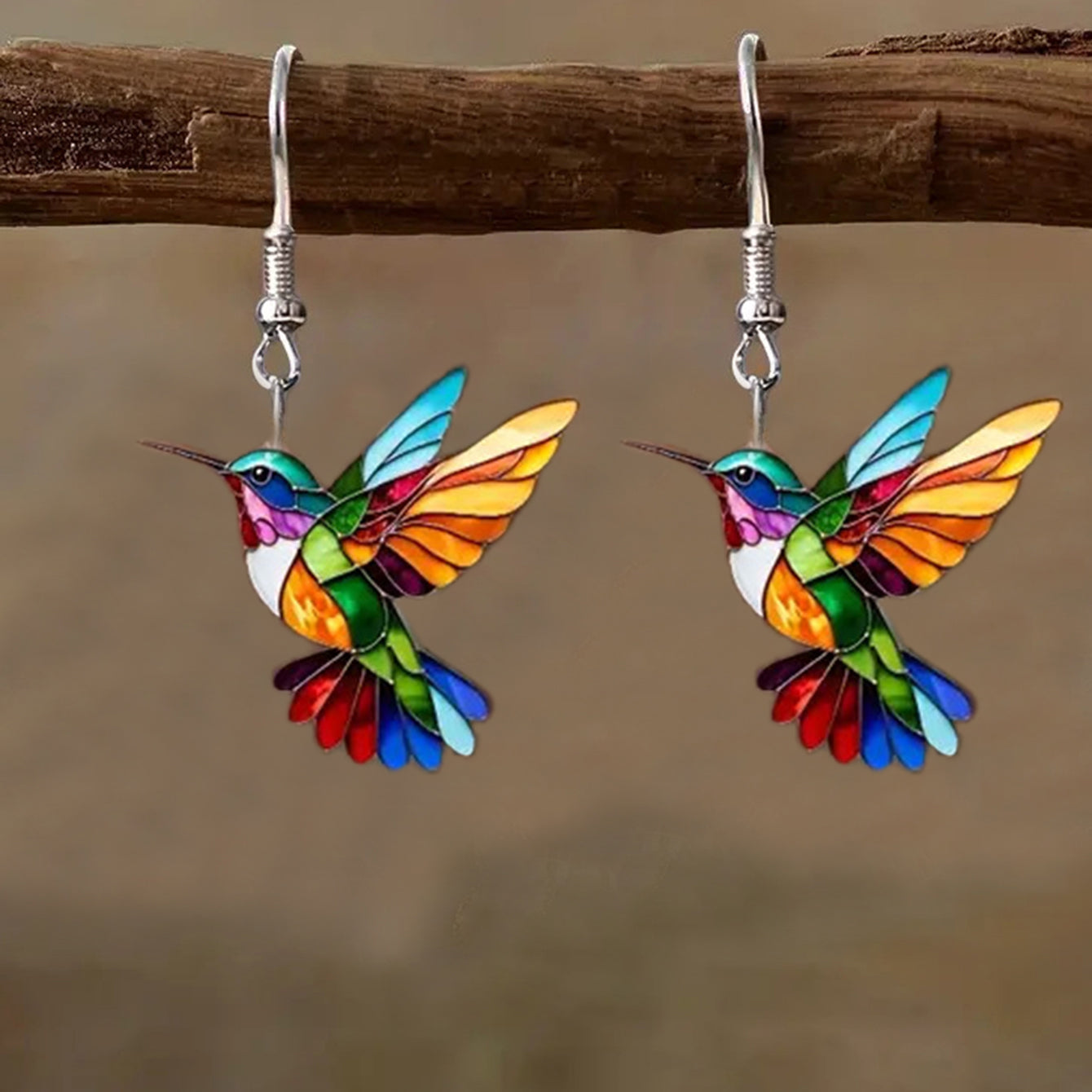 Cross border Spring Festival Colorful Bird Acrylic Earrings