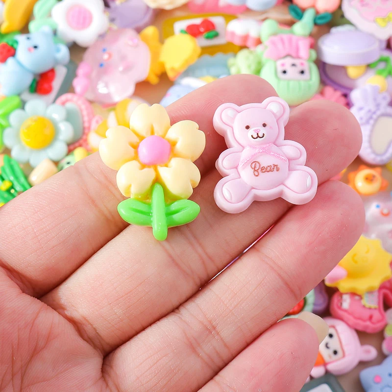 10pcs Mixed Resin Food Flower Animal Nail Art