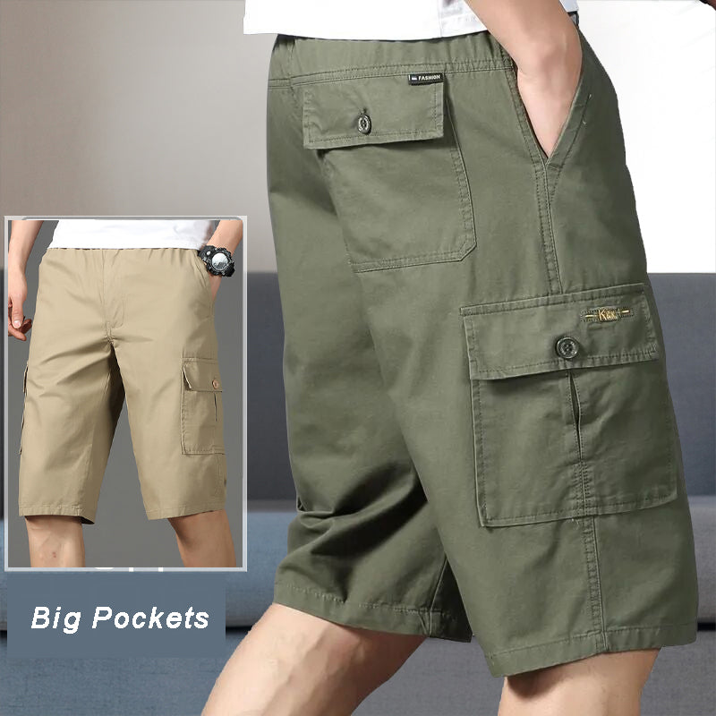 Mens Cargo Shorts Knee Pants Zipper Pocket Summer Cotton Shorts