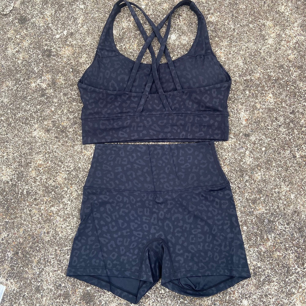 Solid Color gym bike Yoga Set short Legging +cross sport