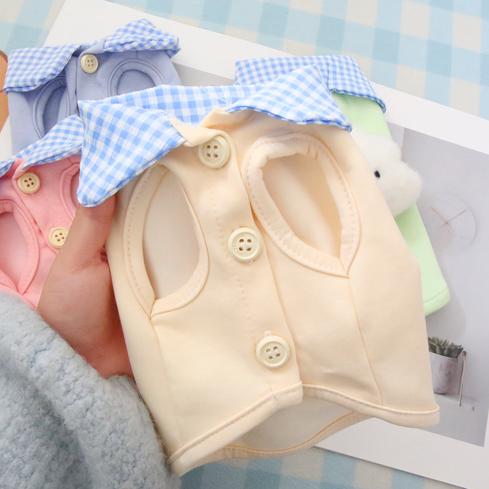 Pet Spring and Autumn Clothing Checkered Collar Polo Shirt Cute
