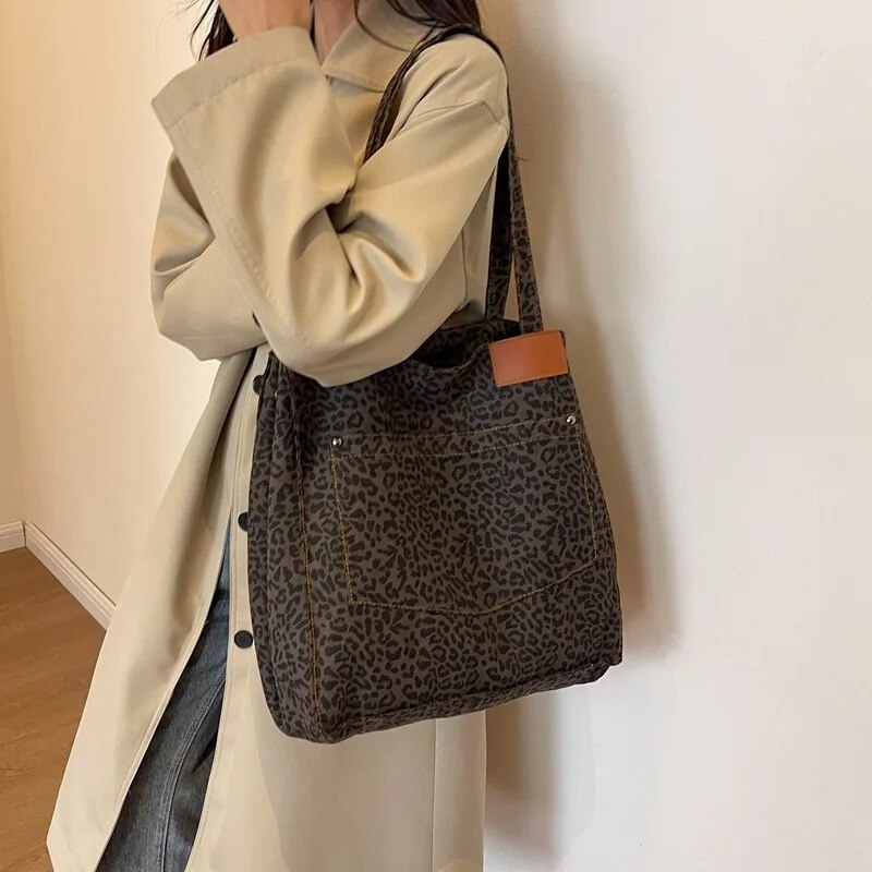 Leopard Pattern Tote Bag Vintage