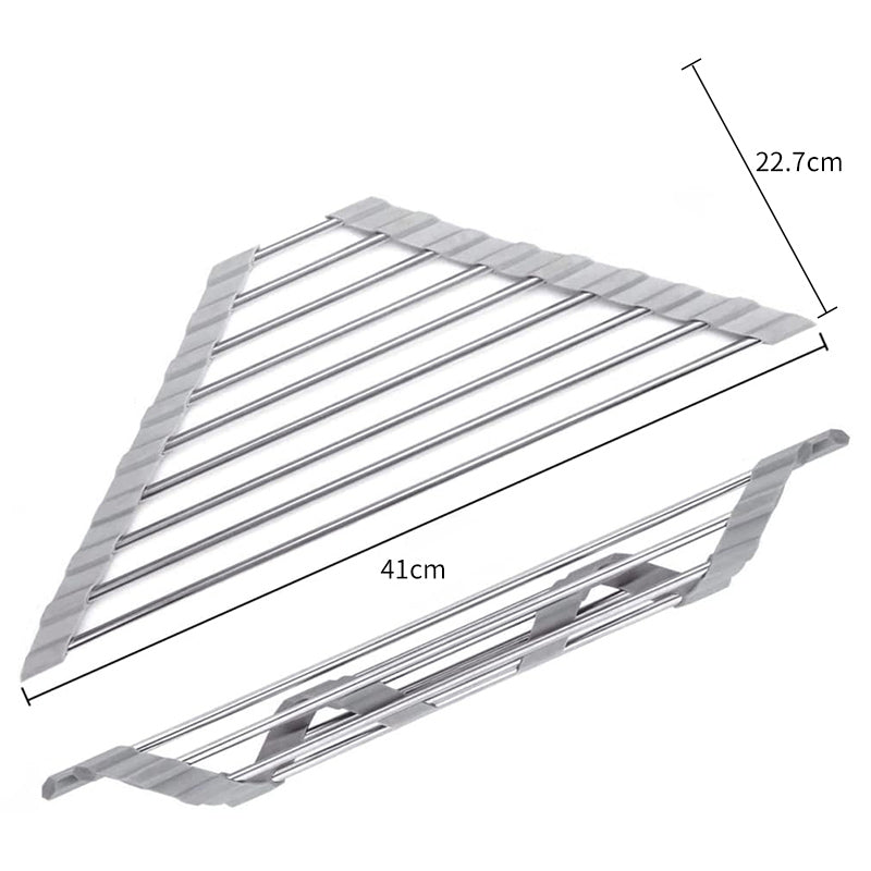 Triangle Roll-Up Dish Drying Rack for Sink Corner