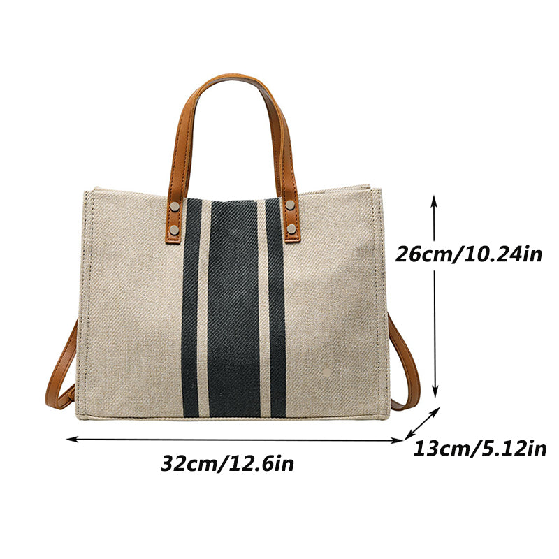 Simple Canvas Stripe Decor Bucket Handbags