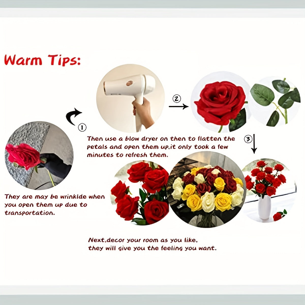 12pcs Realistic Artificial Rose Bouquet