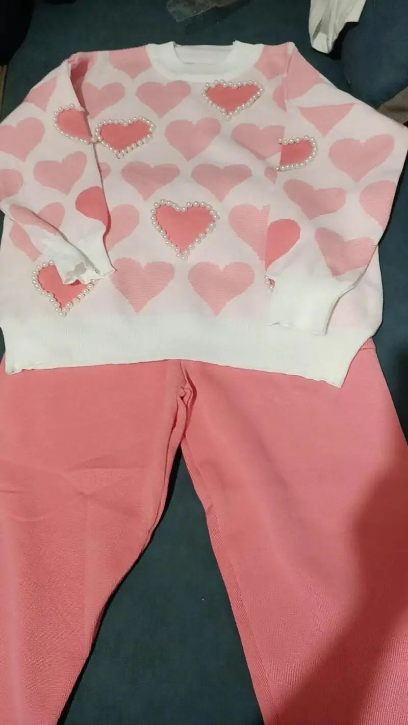 Casual Print Knit Sweater 2 Pieces Sets