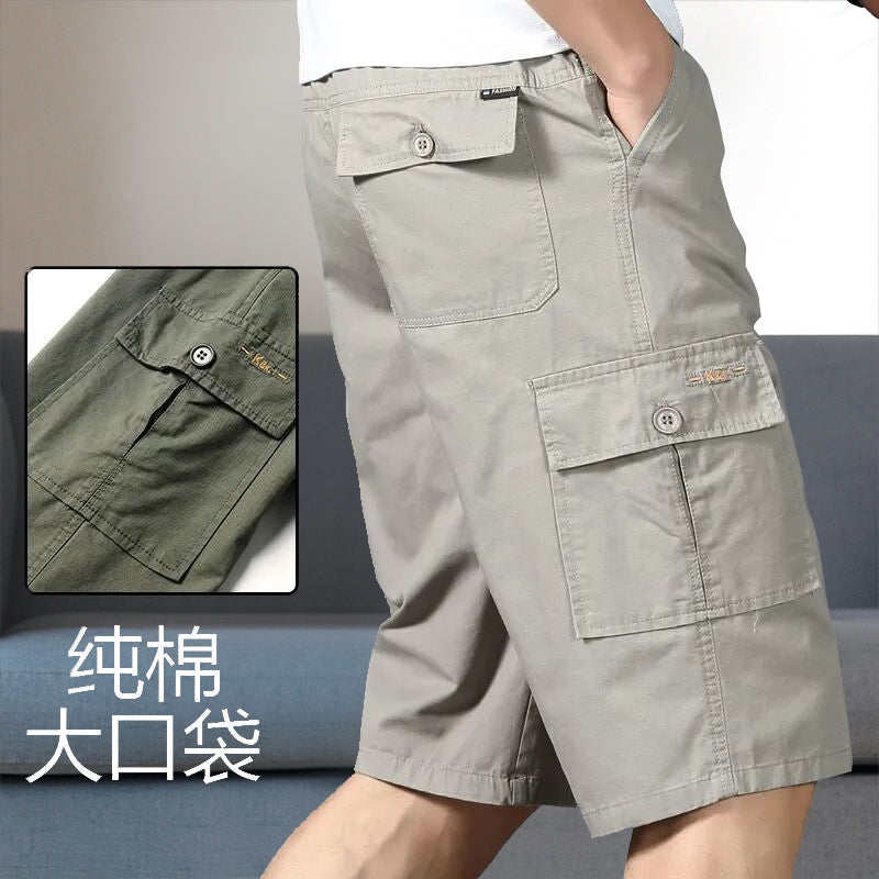 Mens Cargo Shorts Knee Pants Zipper Pocket Summer Cotton Shorts