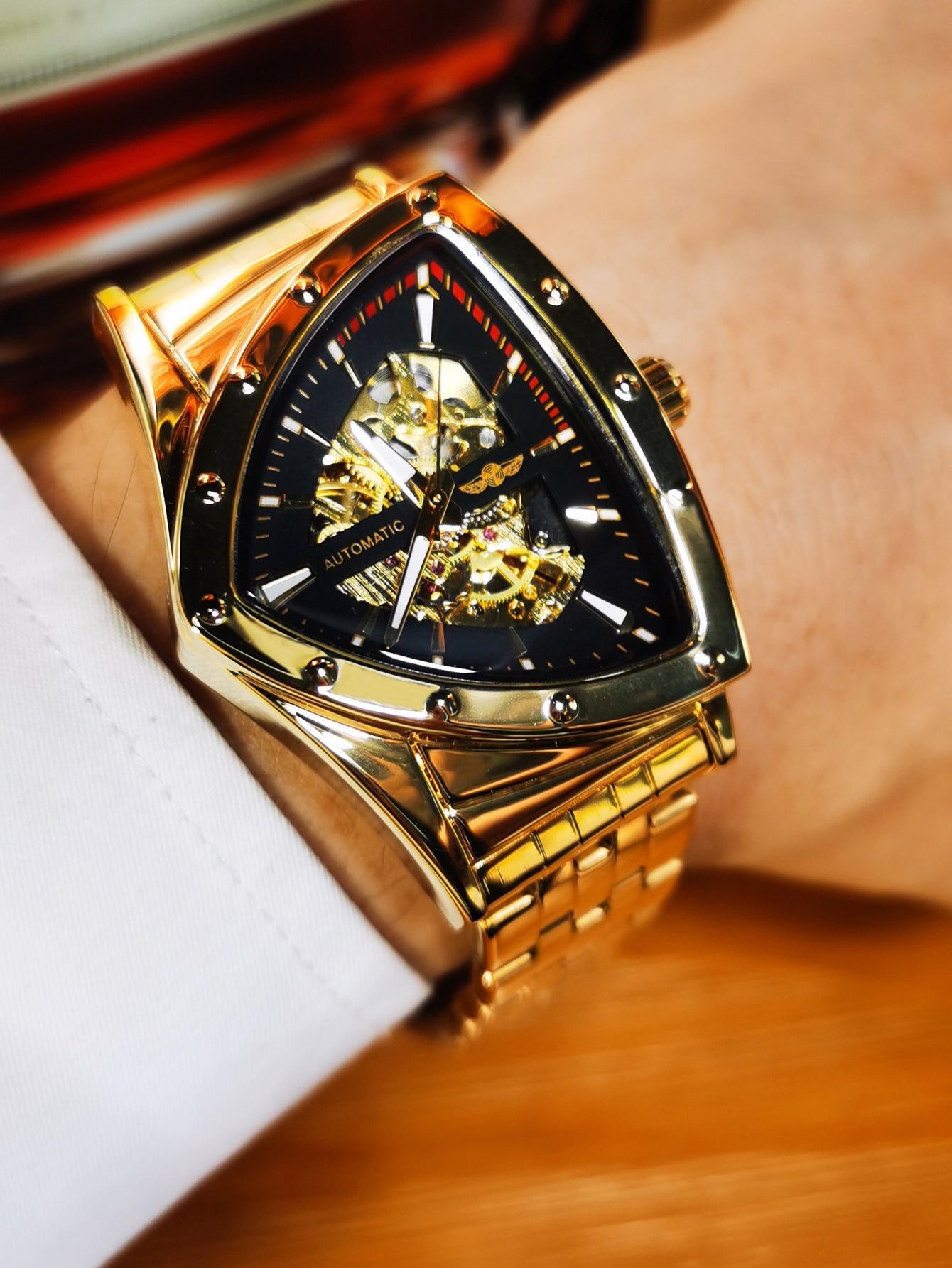 Military Triangle Skeleton Automatic Watch for Men