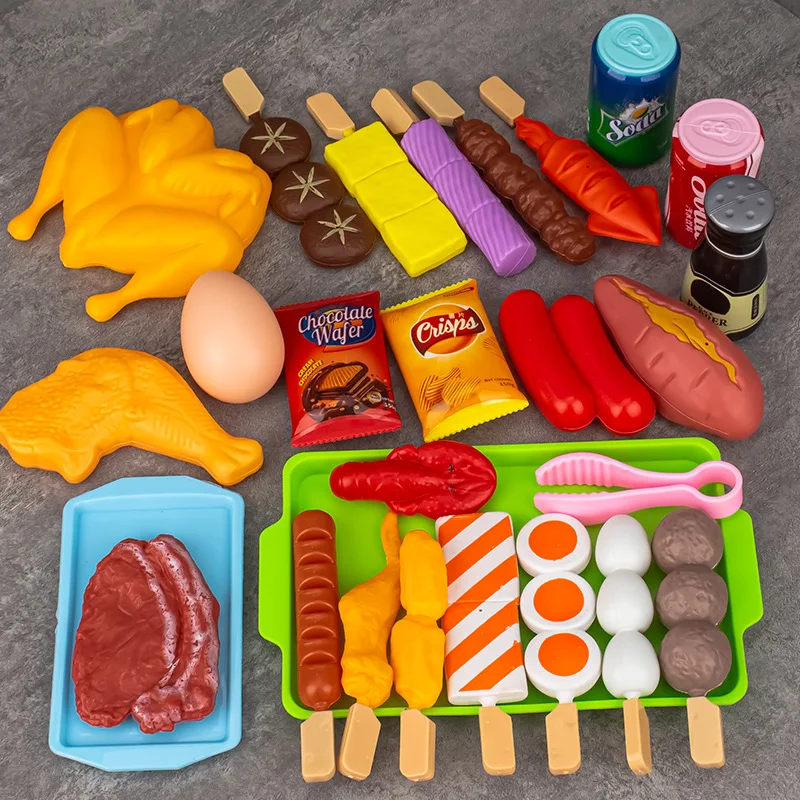 Kids Barbecue Food Set Kitchen Pretend Play Cooking Toys
