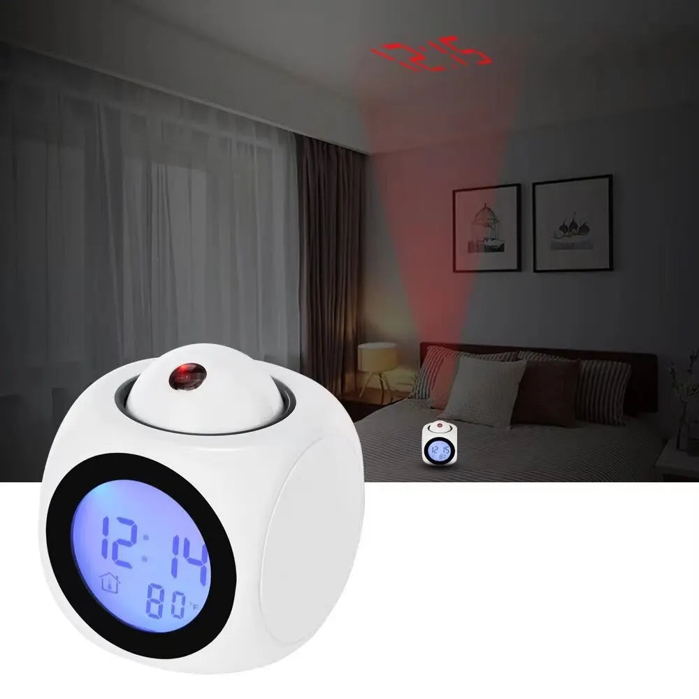 Projection Alarm Clock Ceiling Display Snooze Desk Table