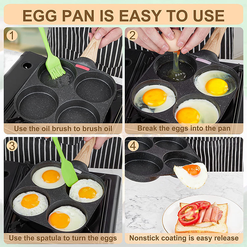 Pancake Egg Frying Pan 4 Cups Omelet Poached Egg Pan for Breakfast