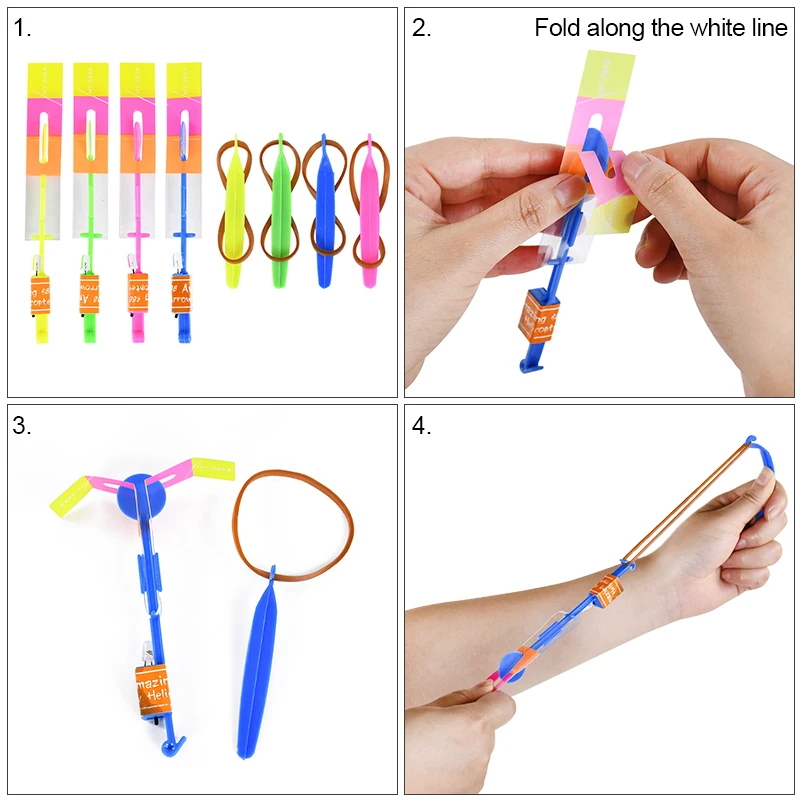 10Pcs LED Light Arrow Rocket Helicopter Flying Toys