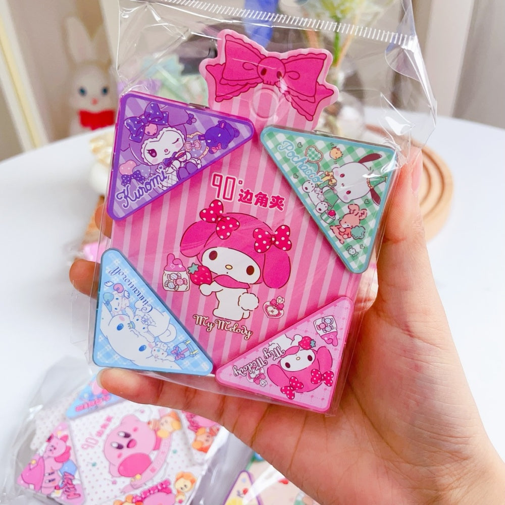 4Pcs Kawaii Sanrio Triangle Clip Creative Corner Clip
