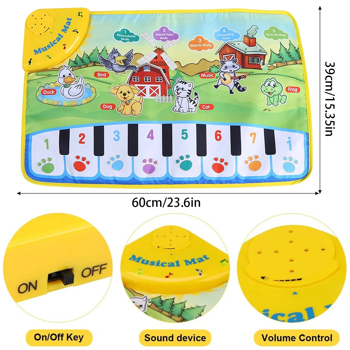60x39cm Musical Piano Mat for Kids Toddlers
