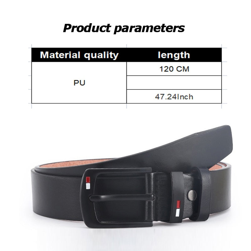 Fashion Mens PU Alloy Square Buckle Business Leisure Belts