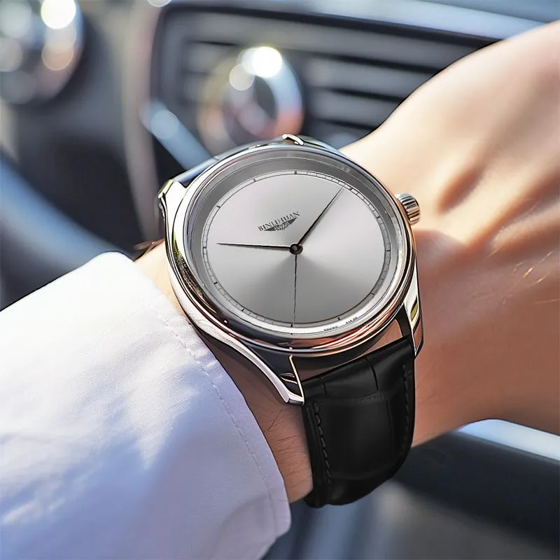 Man Wristwatch Quartz Clock Leather