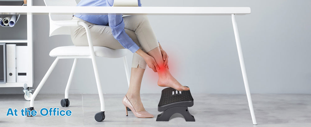 Under Desk Footrest Ergonomic Foot Stool with Massage Rollers