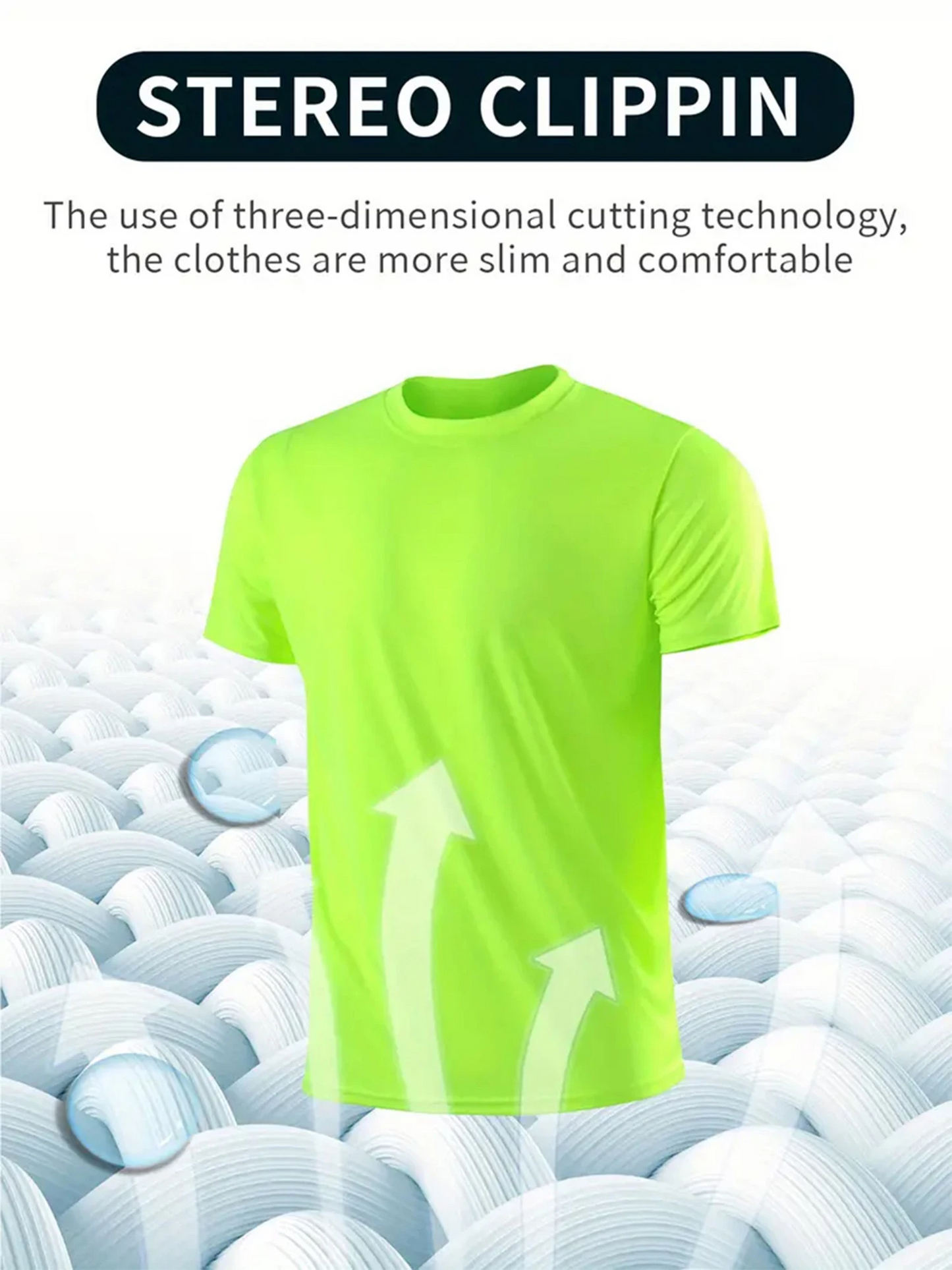 Crew T-Shirt 3Pcs Fluorescent Green Ultralight Men