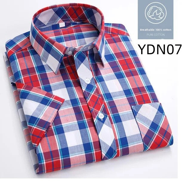 Men's Summer Thin Pure Cotton Short Sleeve Casual Shirt Fashion