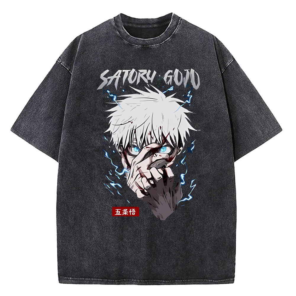Anime Jujutsu Kaisen Gojo Satoru T Shirts Washed Men T shirt