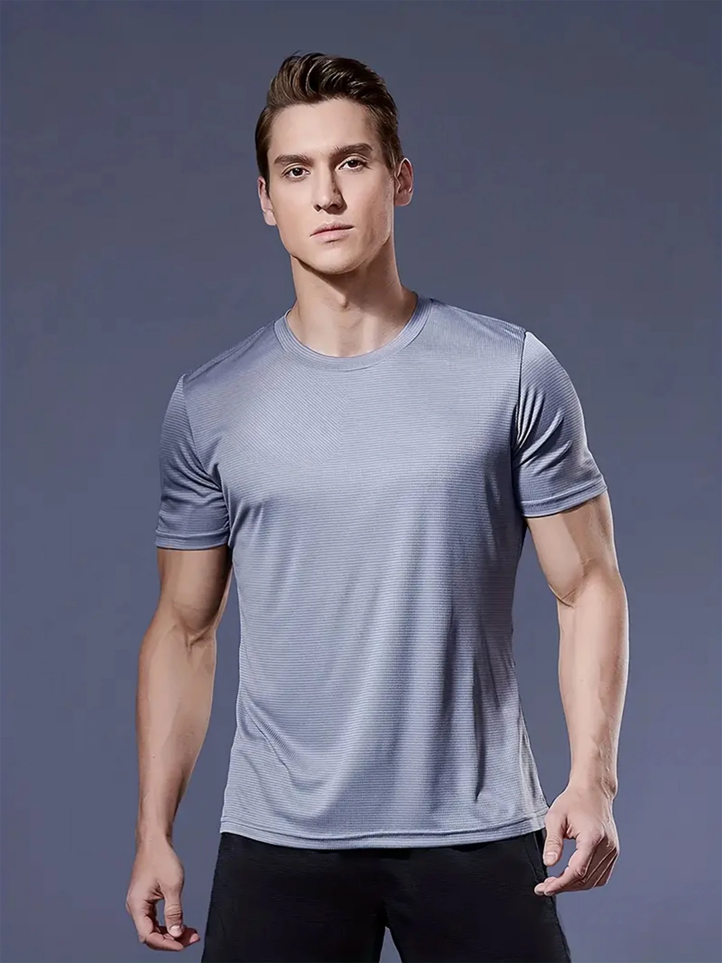 Round Neck T-Shirt 4-Color Black and White Gray Navy Ultra-Light Men