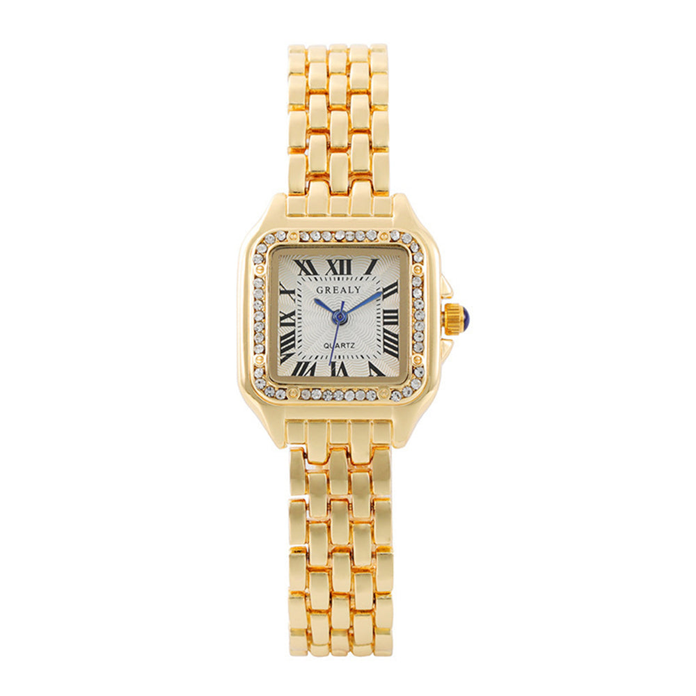 2024 Luxury Women's Fashion Square Watches Gold Alloy Strap