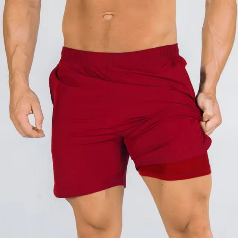 Double-deck fitness sports shorts men summer slim