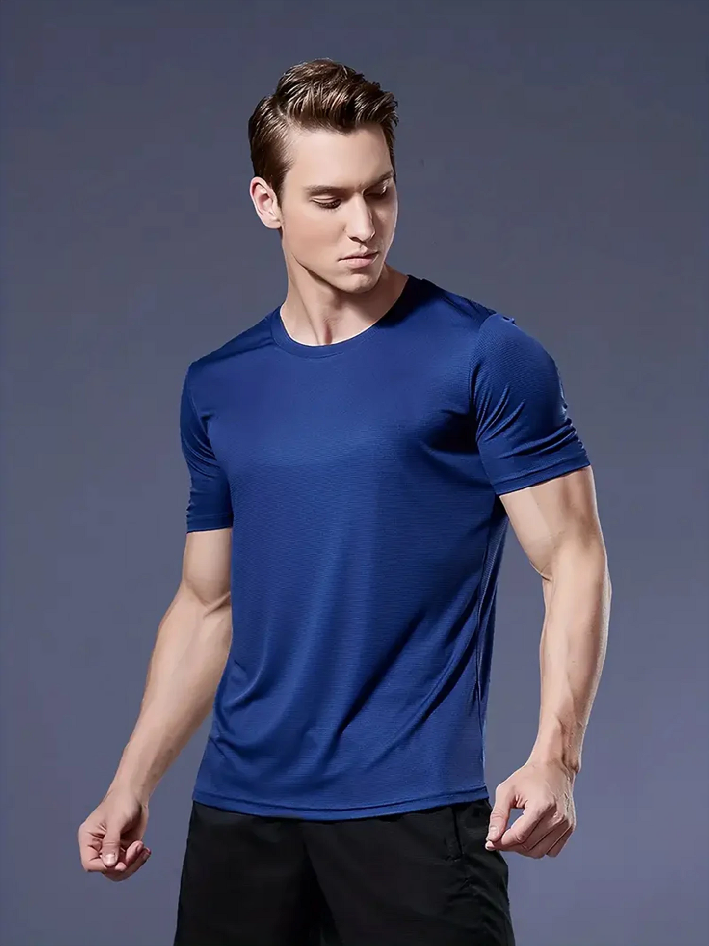 Round Neck T-Shirt 4-Color Black and White Gray Navy Ultra-Light Men
