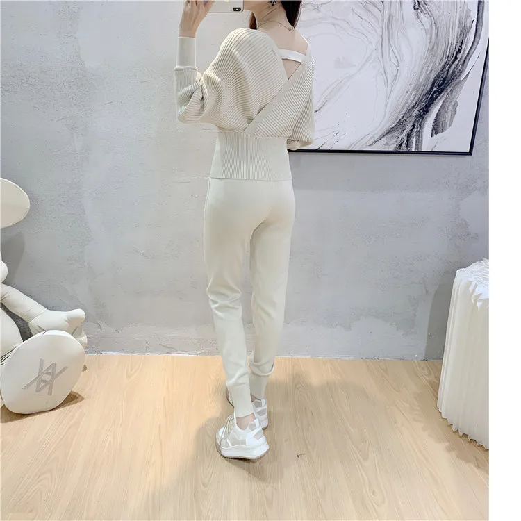 Elegant Tracksuit Sexy Two Piece Set Women Korean Style