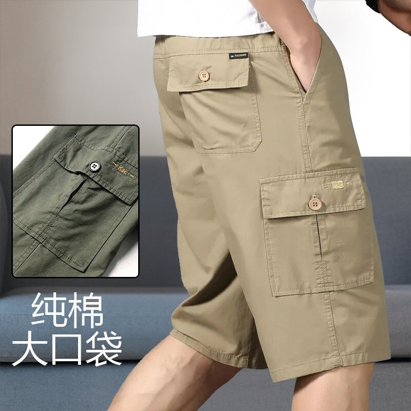 Mens Cargo Shorts Knee Pants Zipper Pocket Summer Cotton Shorts
