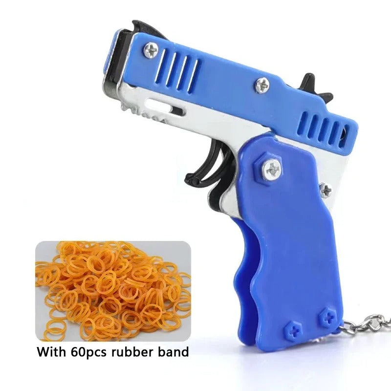 1PCS keychain gun 60 rubber bands rubber band gun Shooting Pistol
