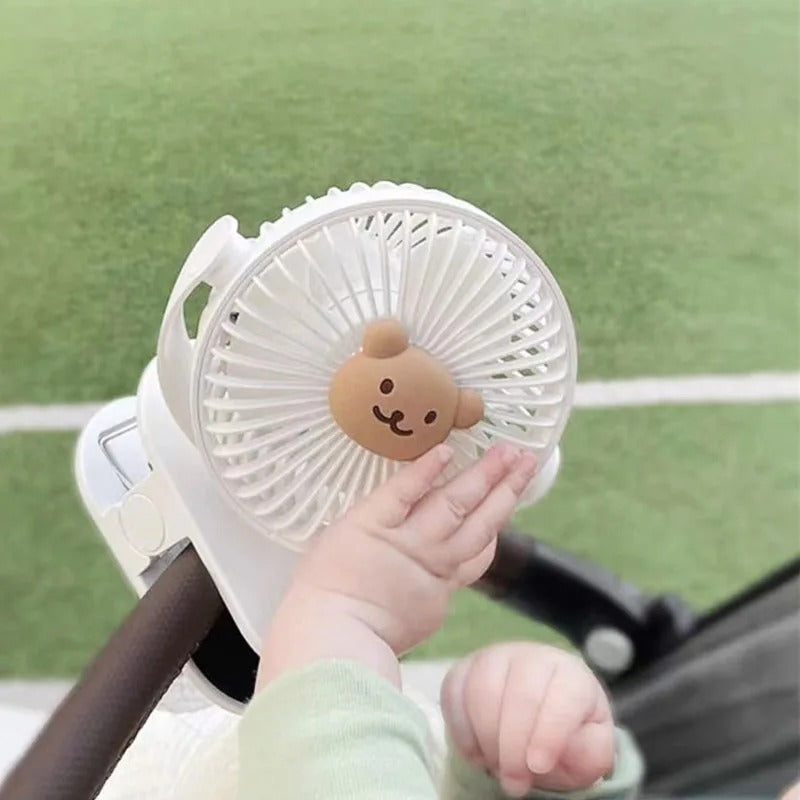 Baby Cart Stroller Fans Portable Outdoor Fan Clip Cute Bear Bunny Rechargeable