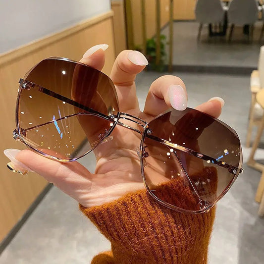 Fashion New Polygonal Metal Sunglasses Retro Ladies