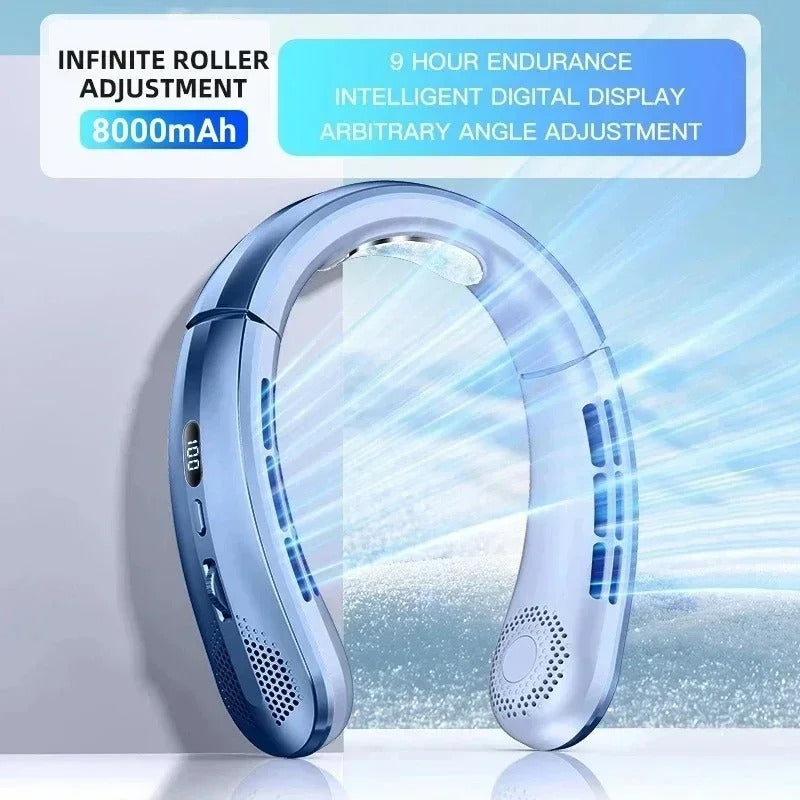 8000mAh USB Hanging Neck Fan Portable Bladeless Mini Rechargeable