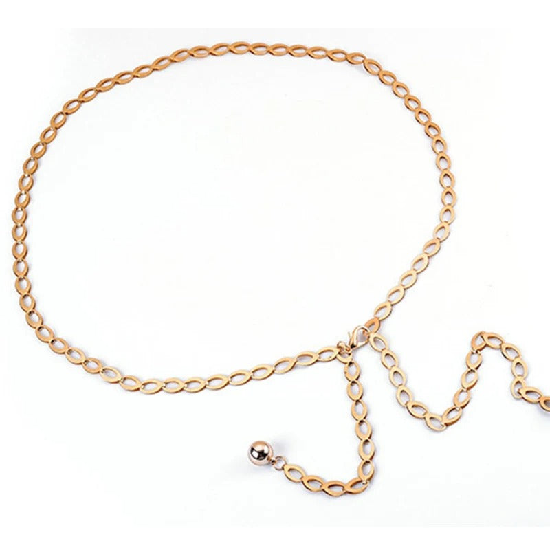 Metal Ball Pendant Waist Chain Women Thin Belt