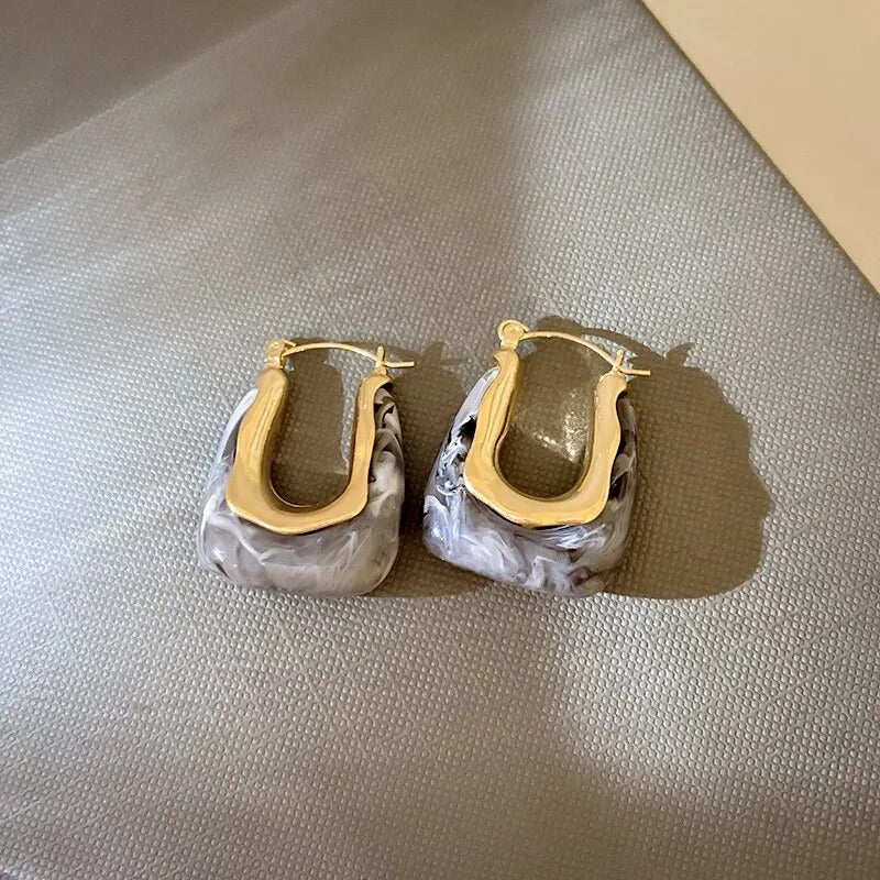 Green Pink Transparent Earrings For Women