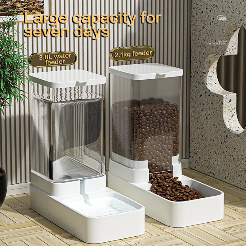 Automatic Cat Feeder & Water Dispenser with Gravity Food