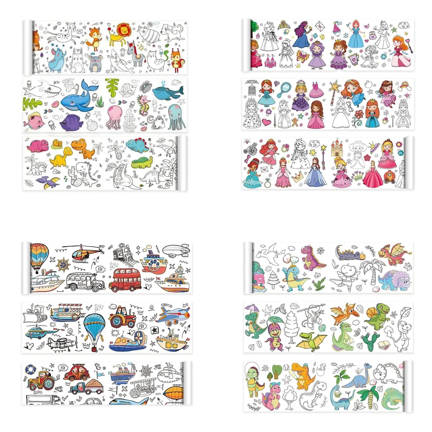 Children's Drawing Roll Sticky Color Filling Paper Graffiti