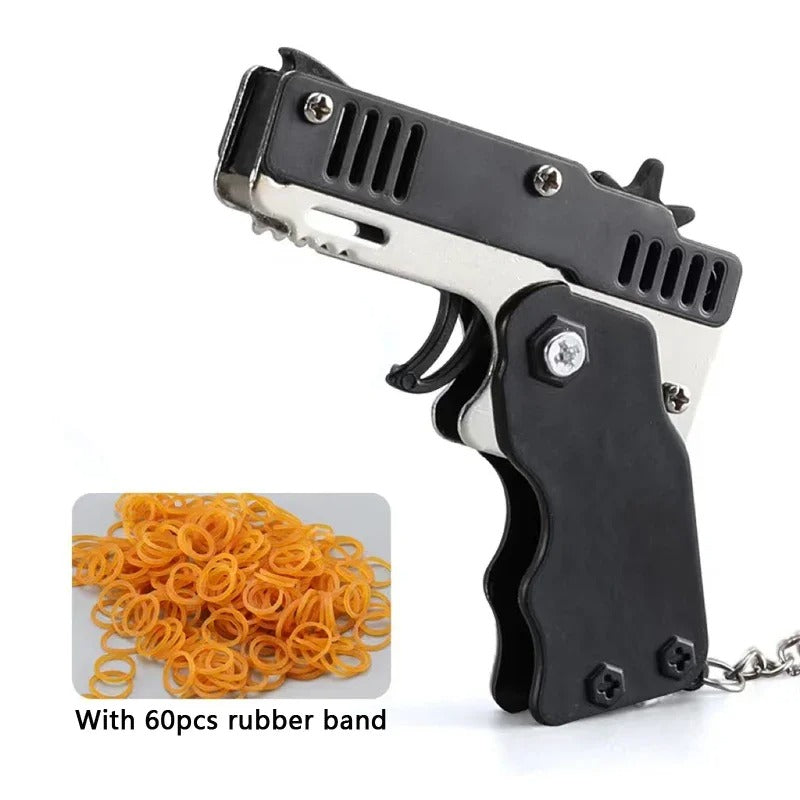 1PCS keychain gun 60 rubber bands rubber band gun Shooting Pistol