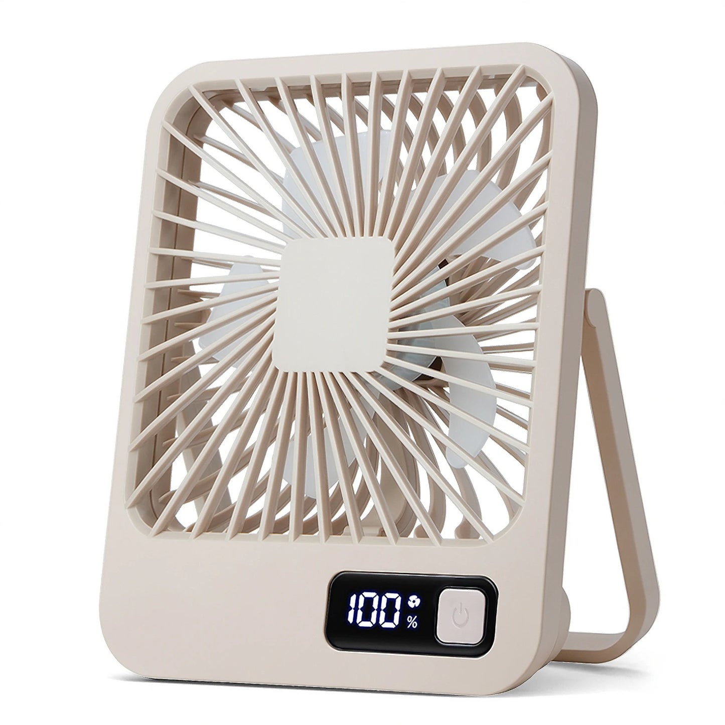Desk Fan, Portable USB Rechargeable Fan, 180° Tilt Folding Personal Fan With Power Display