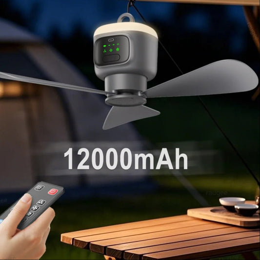 12000mAh Portable Ceiling Fans Outdoor Camping Fan Tent Air Circulator Cooler