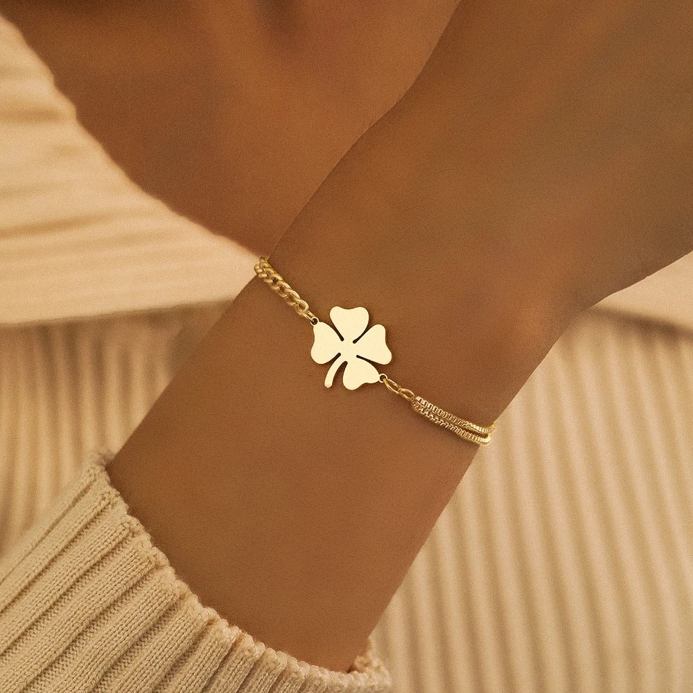Stainless Steel Bracelets Classic Lucky Clovers