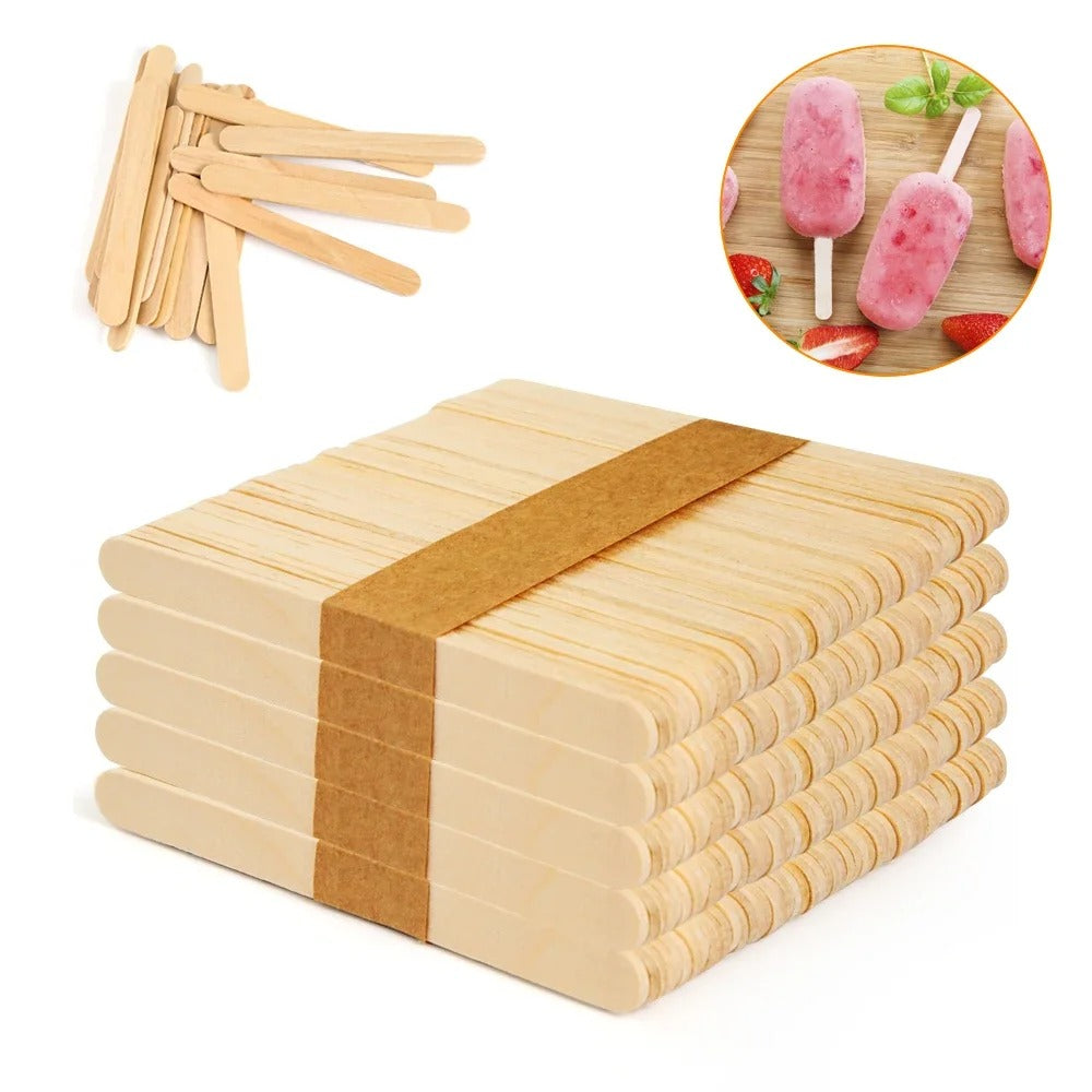 100pcs Ice Cream Popsicle Sticks Wooden Sticks Ice Cream Spoon
