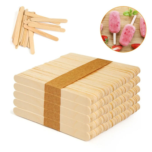 100pcs Ice Cream Popsicle Sticks Wooden Sticks Ice Cream Spoon