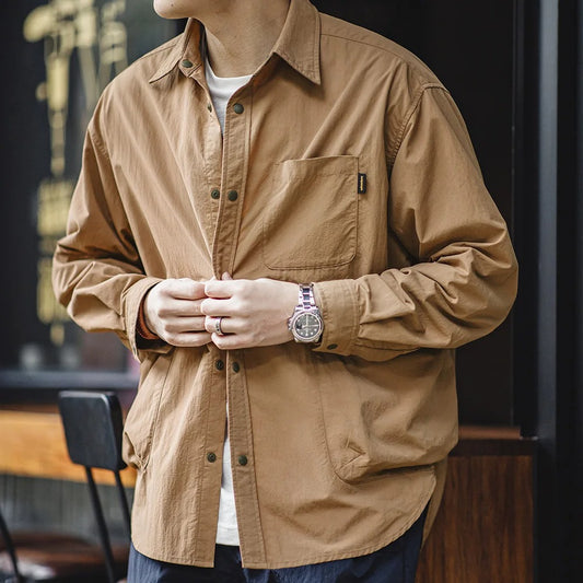 Men's Outdoor Waterproof Shirt Casual Loose Turn-down