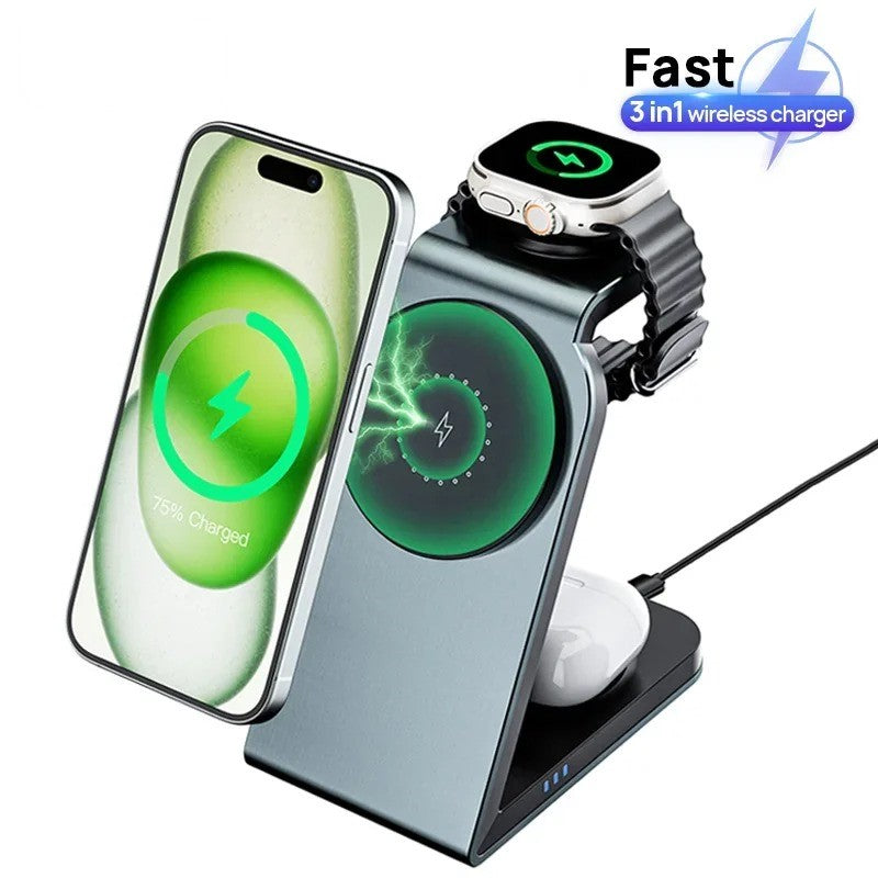 3 in 1 Magnetic Wireless Charging Station  Charger Stand for iPhone