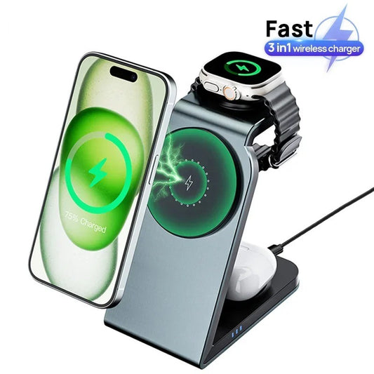 3 in 1 Magnetic Wireless Charging Station  Charger Stand for iPhone