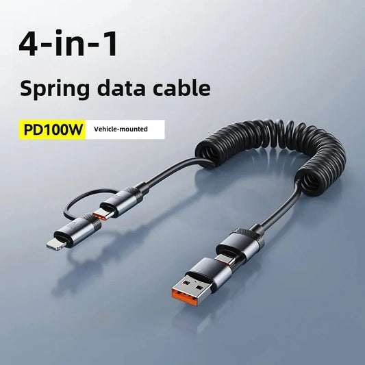 Universal 100W Dual Drag Spring Data Cable USB Type C