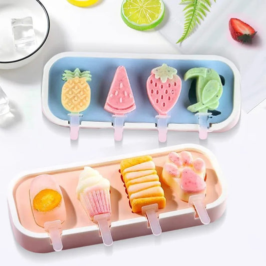 Popsicles Molds Kids Baby Cute Shapes Silicone Mini Popsicle